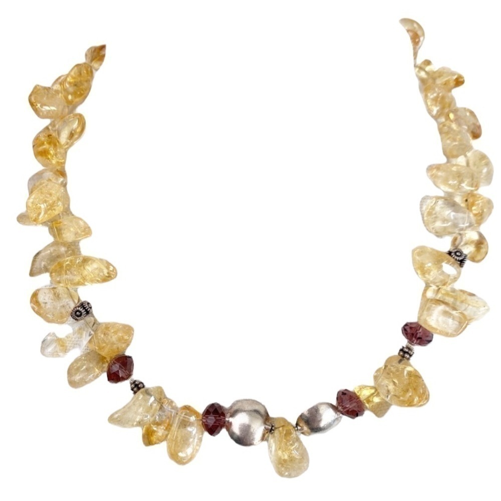 Citrine Tumbled Nugget Collar Necklace Artisan